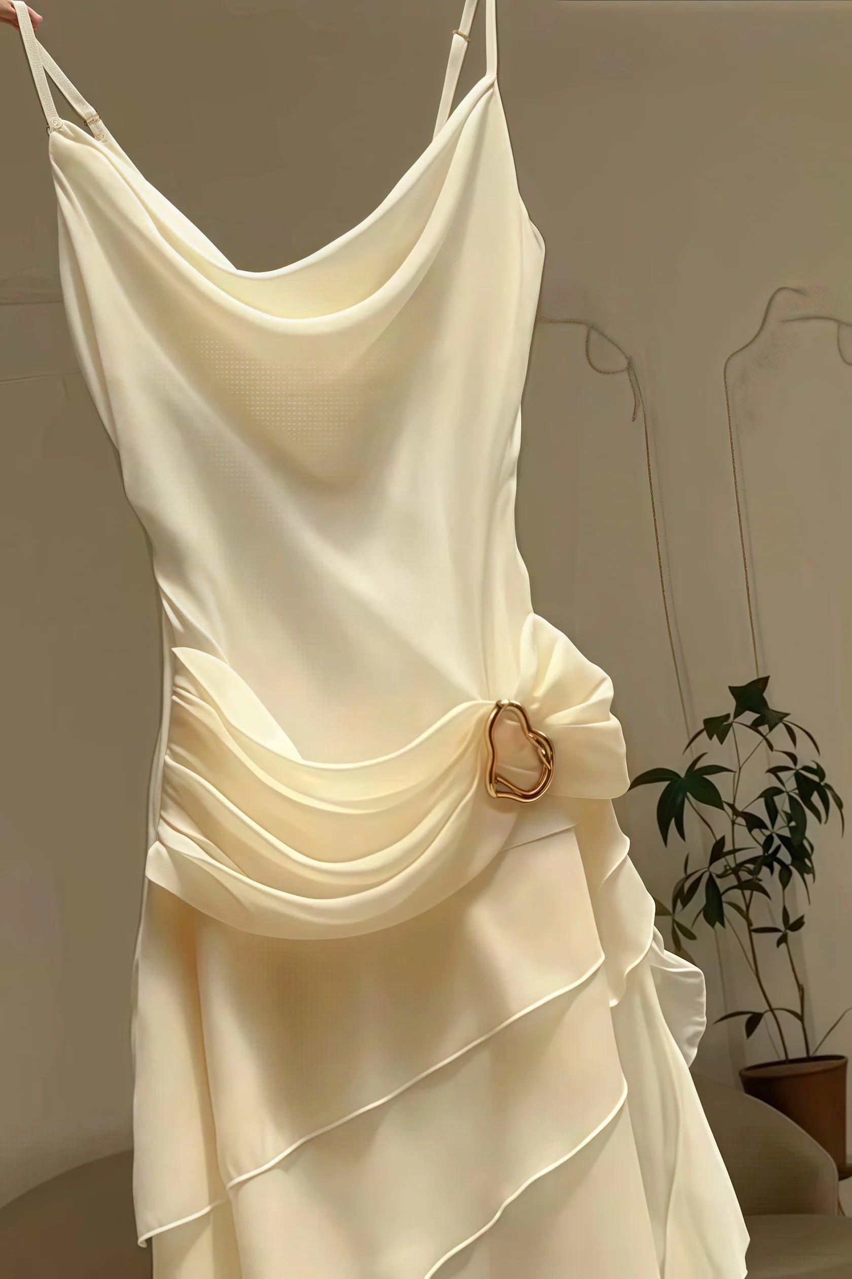 Weitese Dress Ivory Chiffon Sheath Party Dress Pleated Sleeveless Homecoming Dress