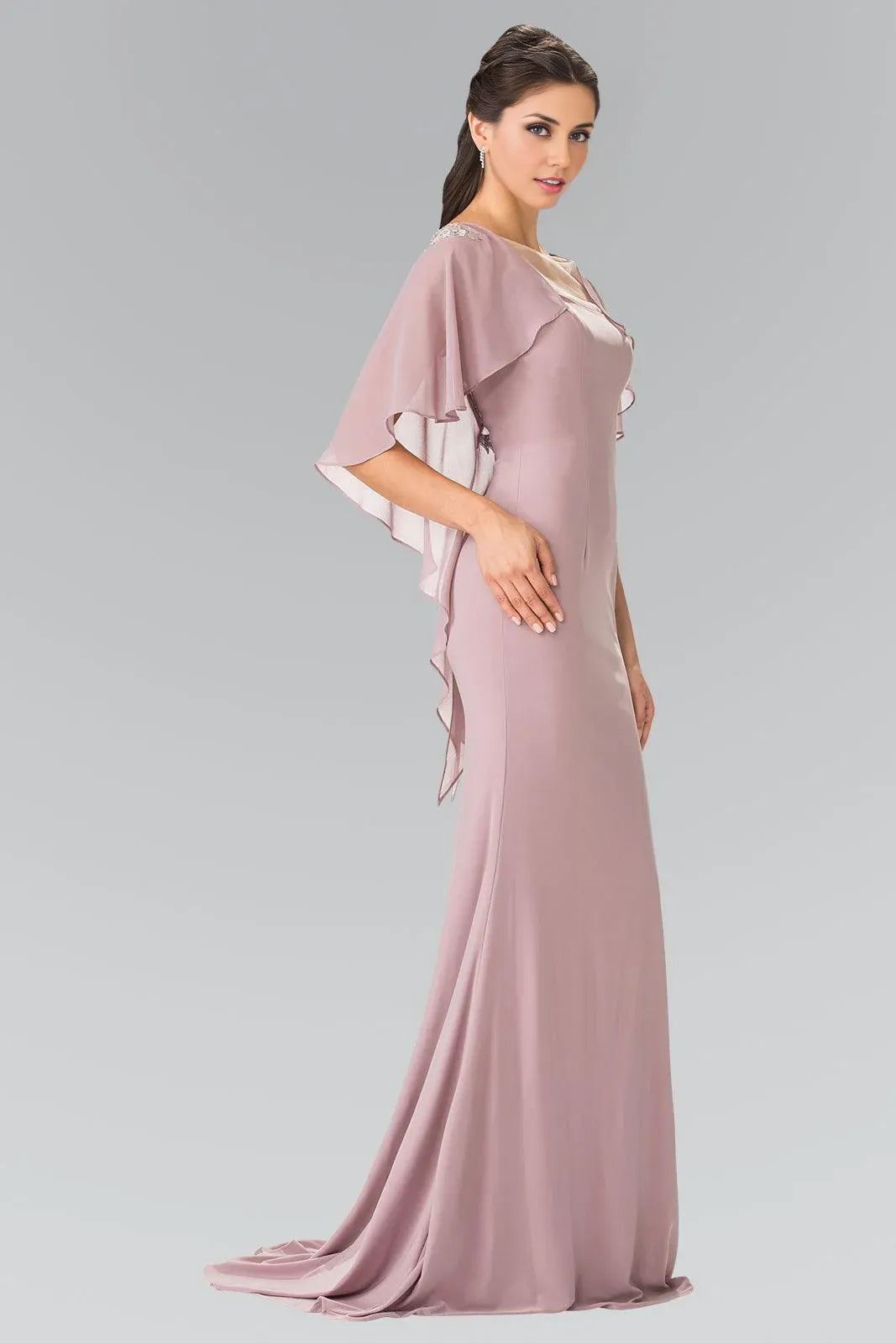 Weitese Dress Long Evening Gown Prom Cape Sleeves Dress Sheath/Column Mother of the Bride Dress