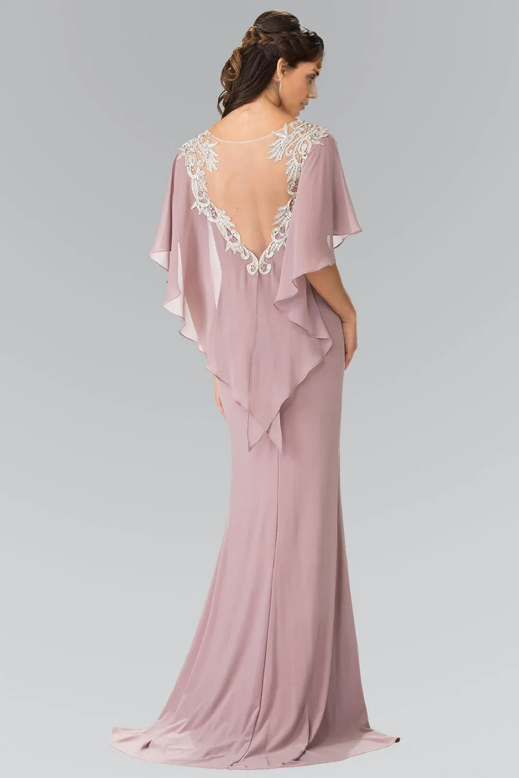 Weitese Dress Long Evening Gown Prom Cape Sleeves Dress Sheath/Column Mother of the Bride Dress