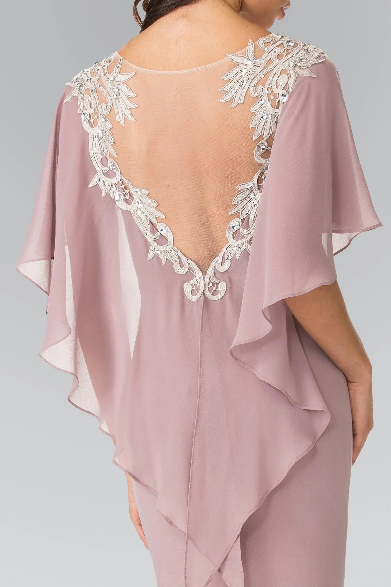 Weitese Dress Long Evening Gown Prom Cape Sleeves Dress Sheath/Column Mother of the Bride Dress