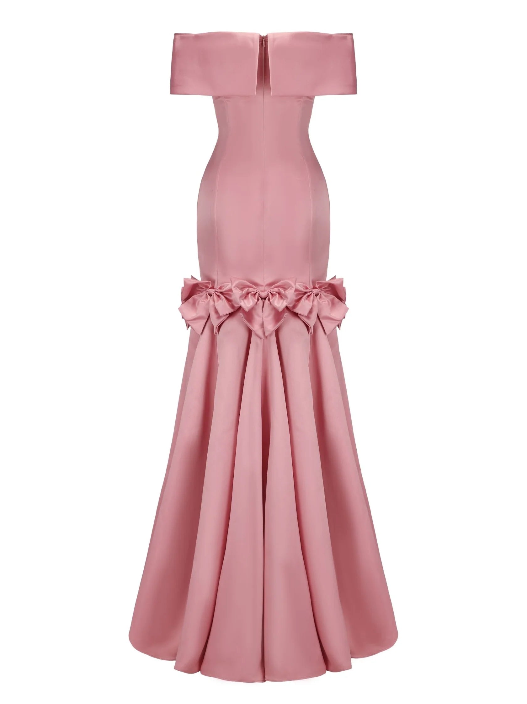Weitese Dress Luxury Off the Shoulder Mermaid Trumpet Sleeveless Prom Dress Pink Maxi Dress With Bow