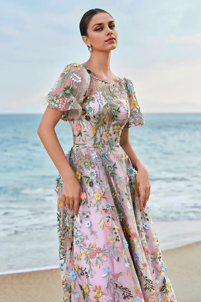 Vestido Weitese color malva, vestido de fiesta/princesa bordado, vestido largo sin mangas con mangas cortas, vestido de graduación 