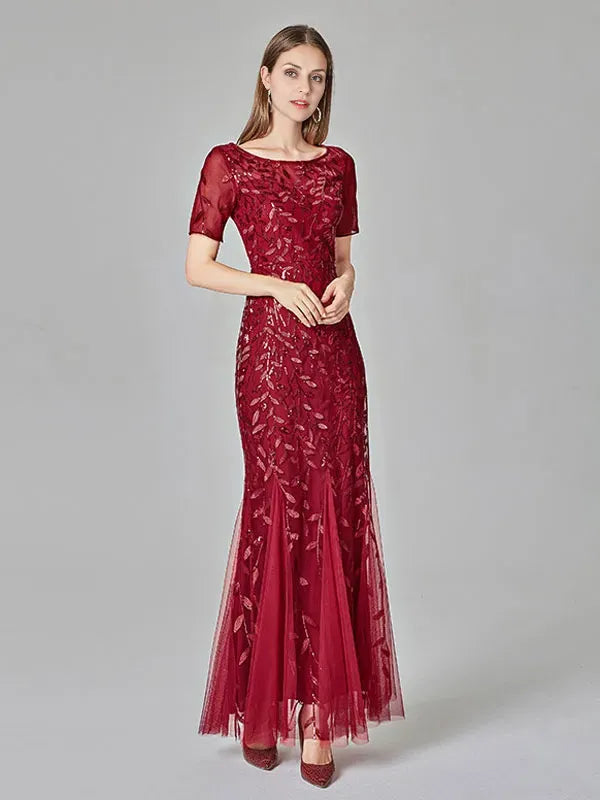 Weitese Dress Mermaid Prom Dresses Short Sleeves Birthday Semi Formal Maxi Dress