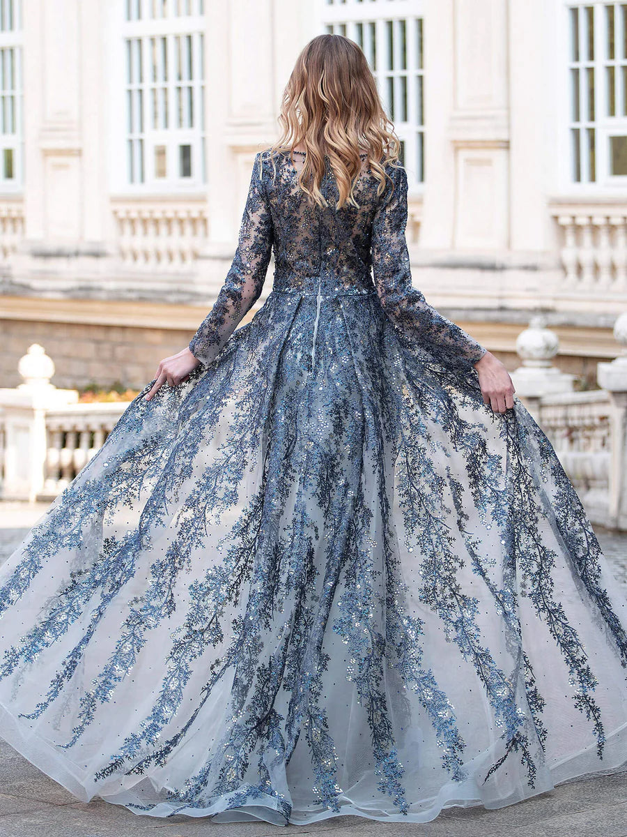 Vestido Weitese de sirena, corte trompeta, escote en V, moda formal, vestidos de noche, manga larga, largo hasta el suelo, vestidos de fiesta. 