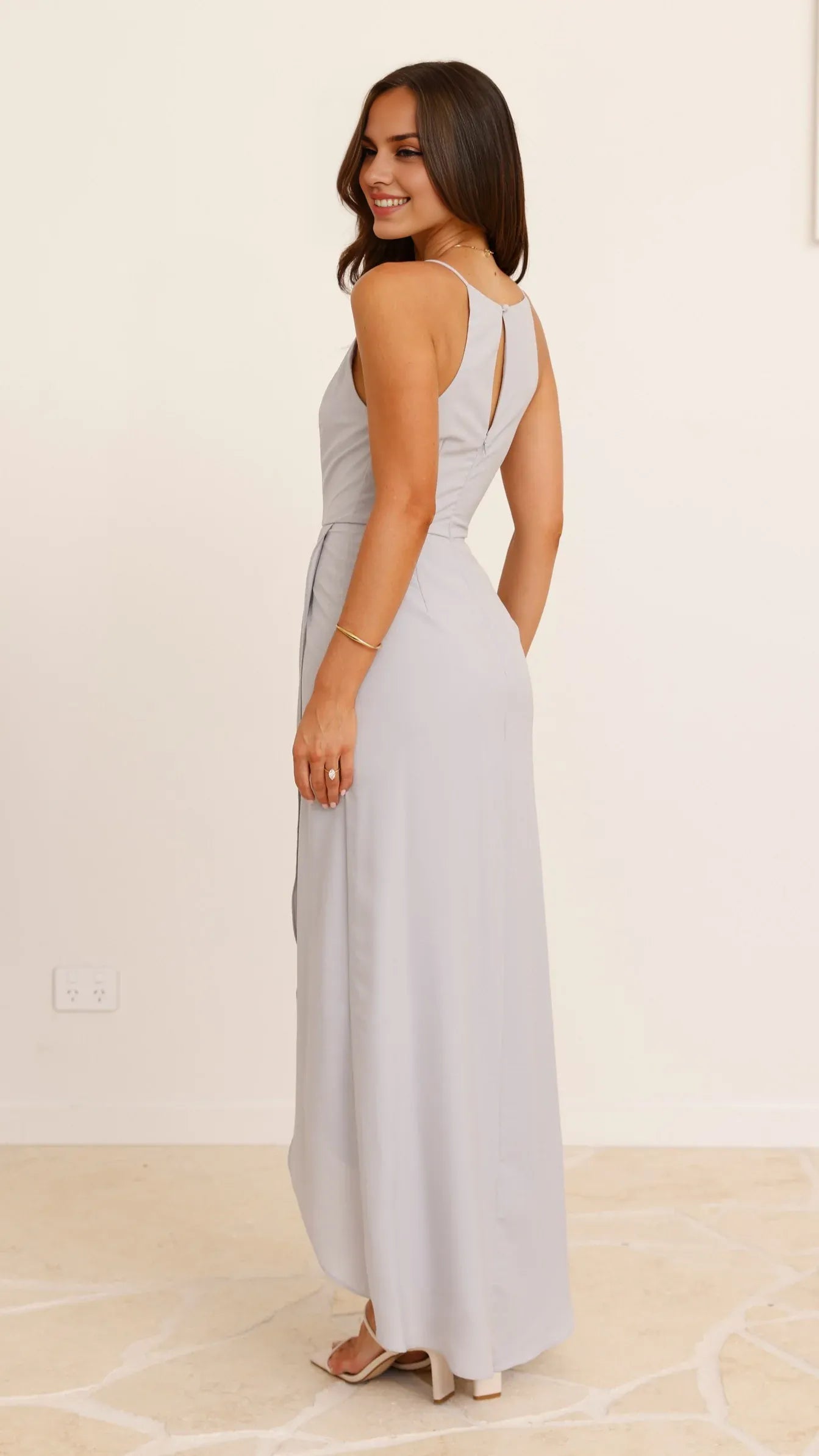 Robe Weitese moderne à col bateau, robe longue jaune trapèze sans manches, couleur unie, épaules dénudées, robe de bal 