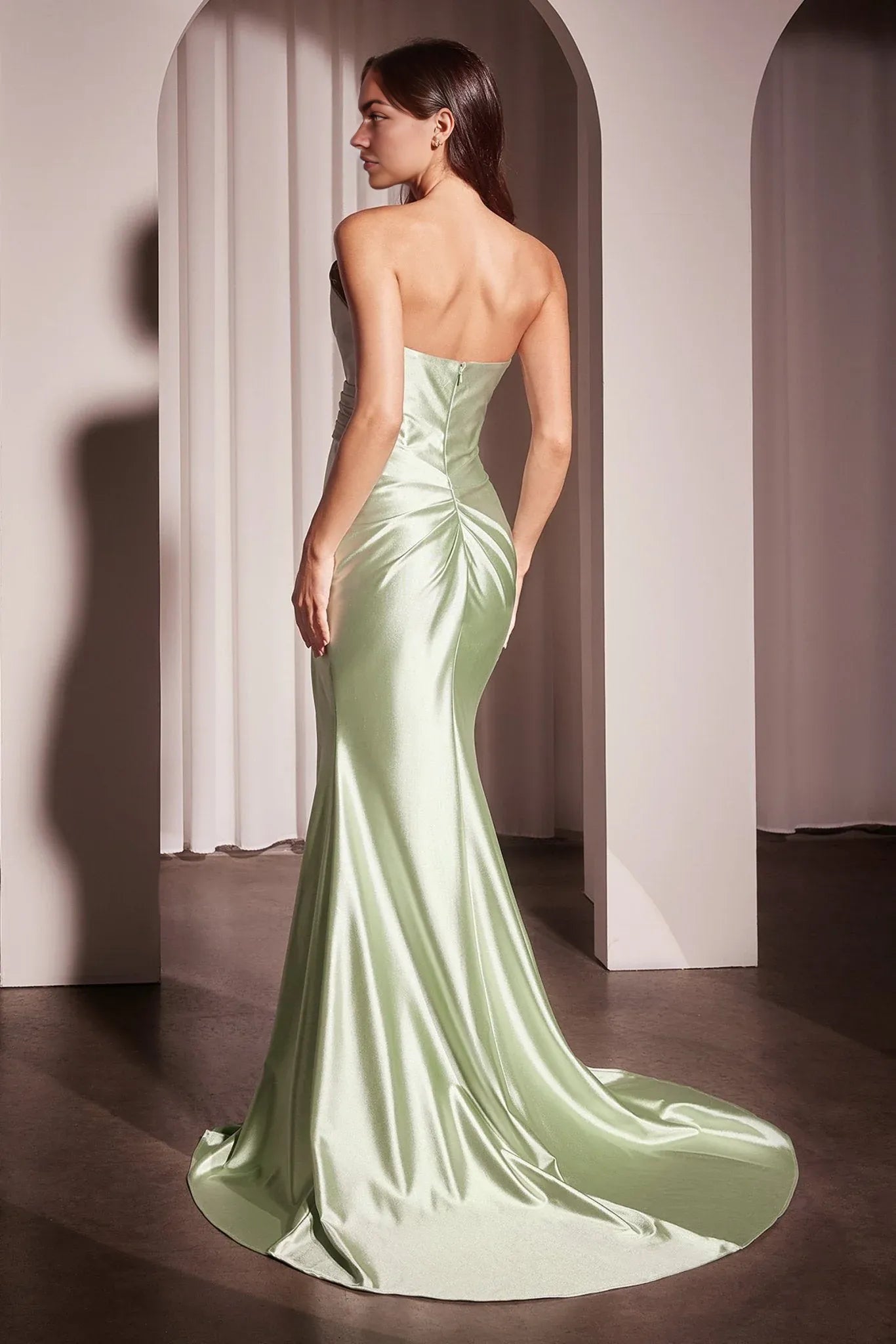 Weitese Dress Modern Long Pleated Formal Dress Sleeveless Mermaid/Trumpet Prom Dress With Hight Slit
