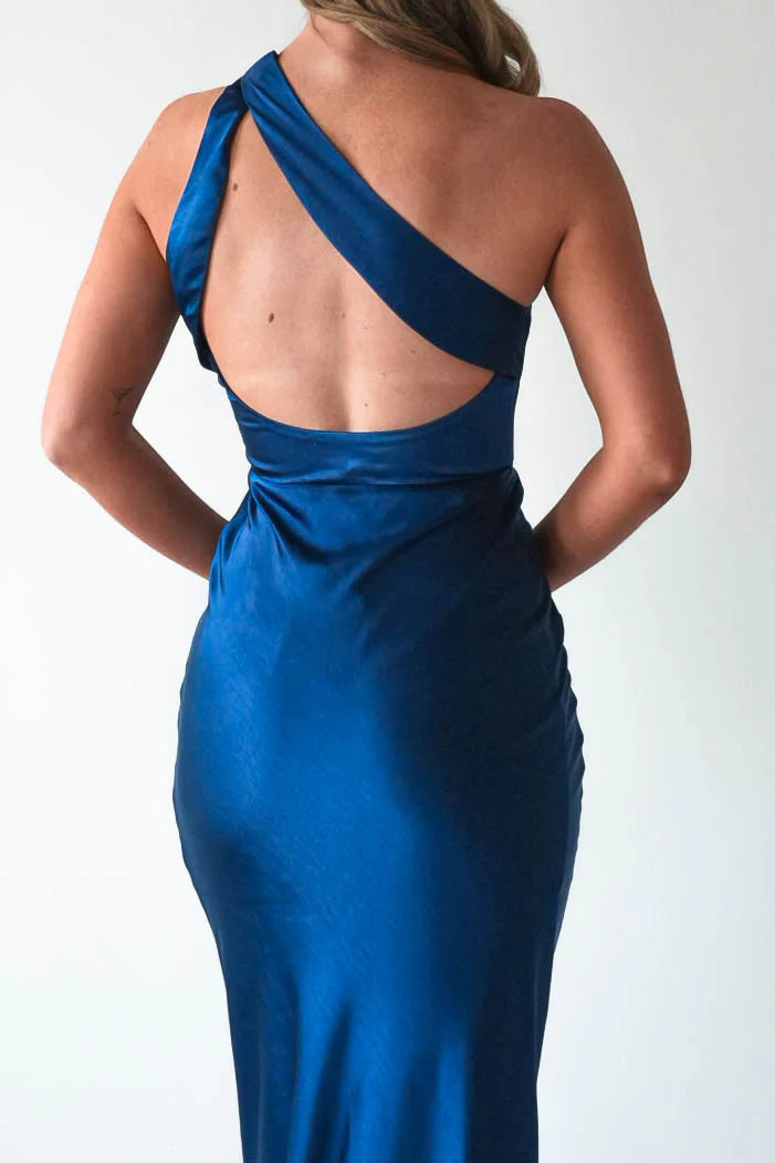 Robe Weitese moderne bordeaux satin une épaule froncée corsage robe longue longueur au sol ourlet robe de bal 