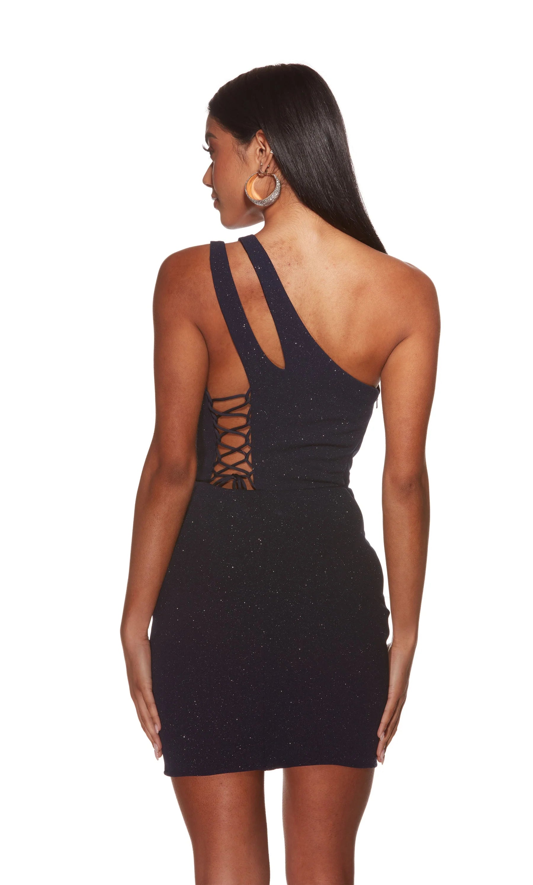Weitese Dress Navy Blue Sequin Dress One Shoulder Neckline Cut Out Bodycon Silhouette And A Sparkling Finish Homecoming Dress