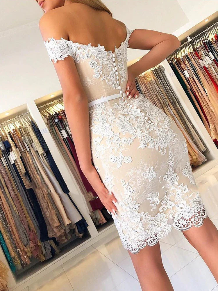 Weitese Dress Off-Shoulder Sheath Lace Sexy Short Homecoming Dresses Party Dress