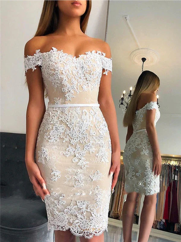 Weitese Dress Off-Shoulder Sheath Lace Sexy Short Homecoming Dresses Party Dress