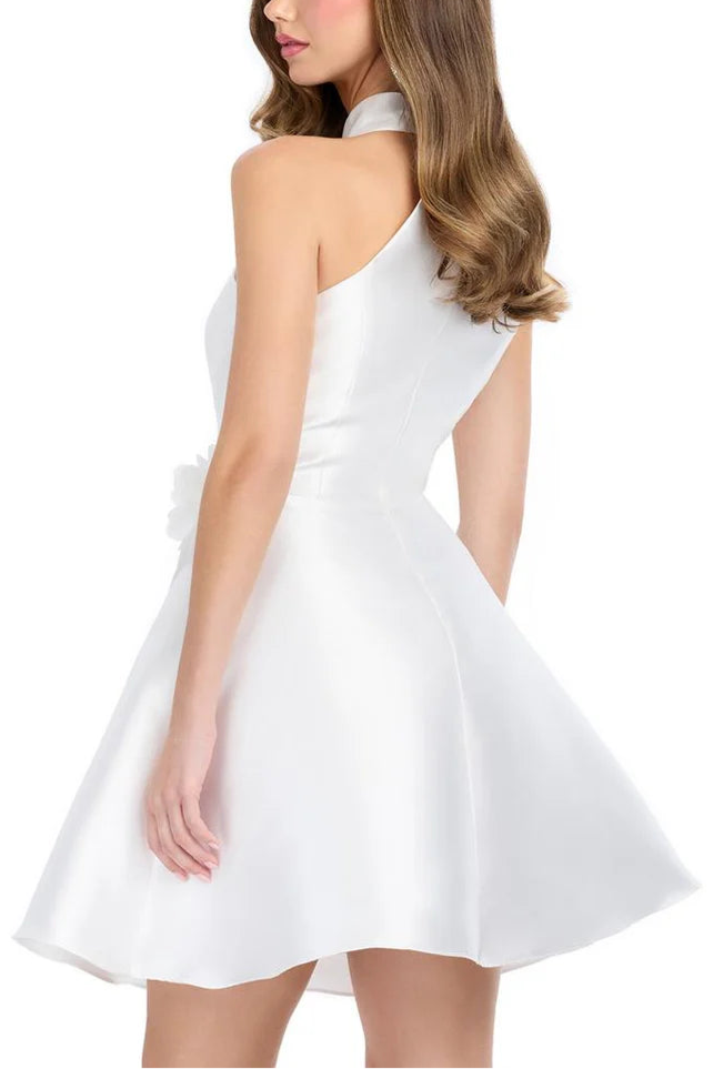 Weitese Dress Off-the-Shoulder High Neck Cocktail Dress Sleeveless Sweetheart Solid Color Short Homecoming Dress