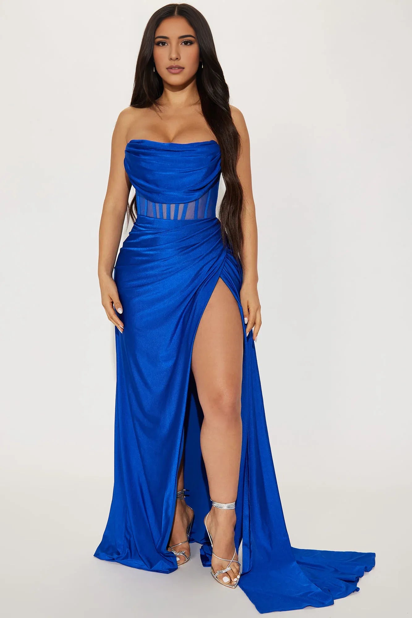 Weitese Dress Off-the-Shoulder Long Corset Maxi Dress A-line Red Party Dress Royal Blue Sleeveless With Hight Slit Floor Length Party Dress