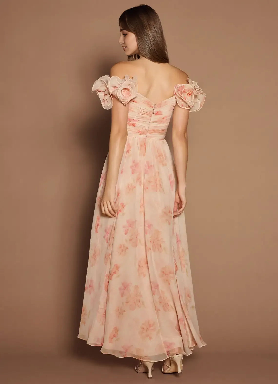 Robe Weitese à épaules dénudées, élégante robe longue en cœur, robe de bal, robe de soirée romantique imprimée, coupe trapèze avec foulard 