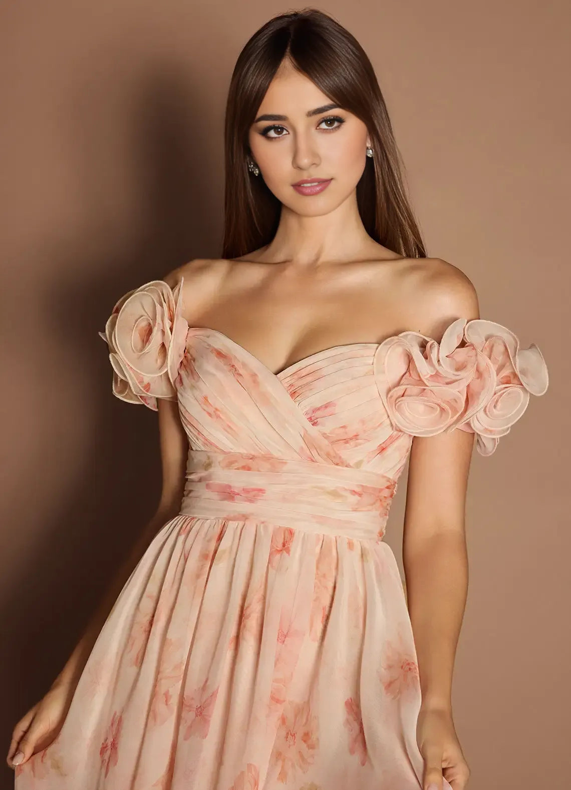 Robe Weitese à épaules dénudées, élégante robe longue en cœur, robe de bal, robe de soirée romantique imprimée, coupe trapèze avec foulard 