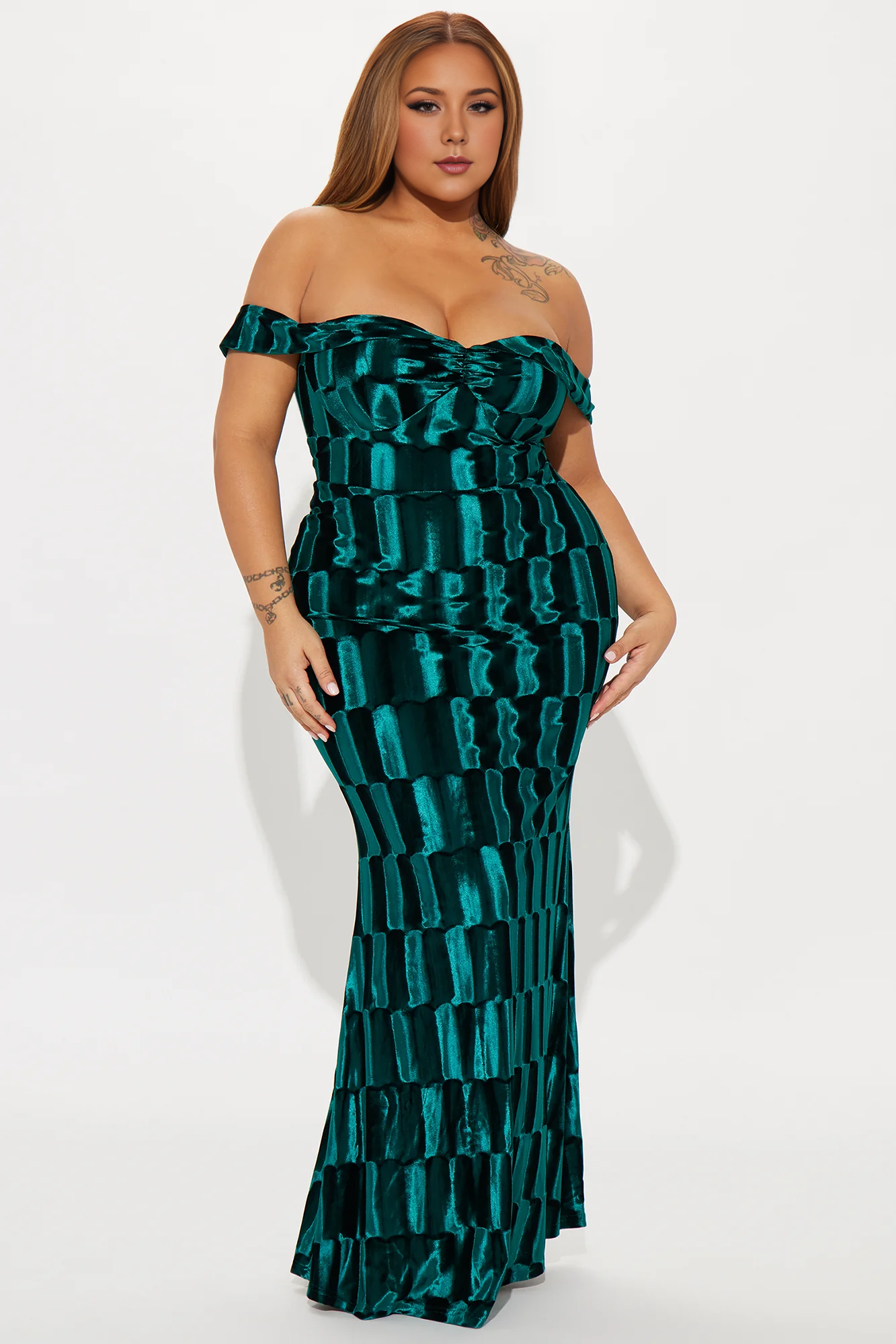 Weitese Dress Off Shoulder Velvet Maxi Dress Hunter Party Dress Sleeveless With Floor Length