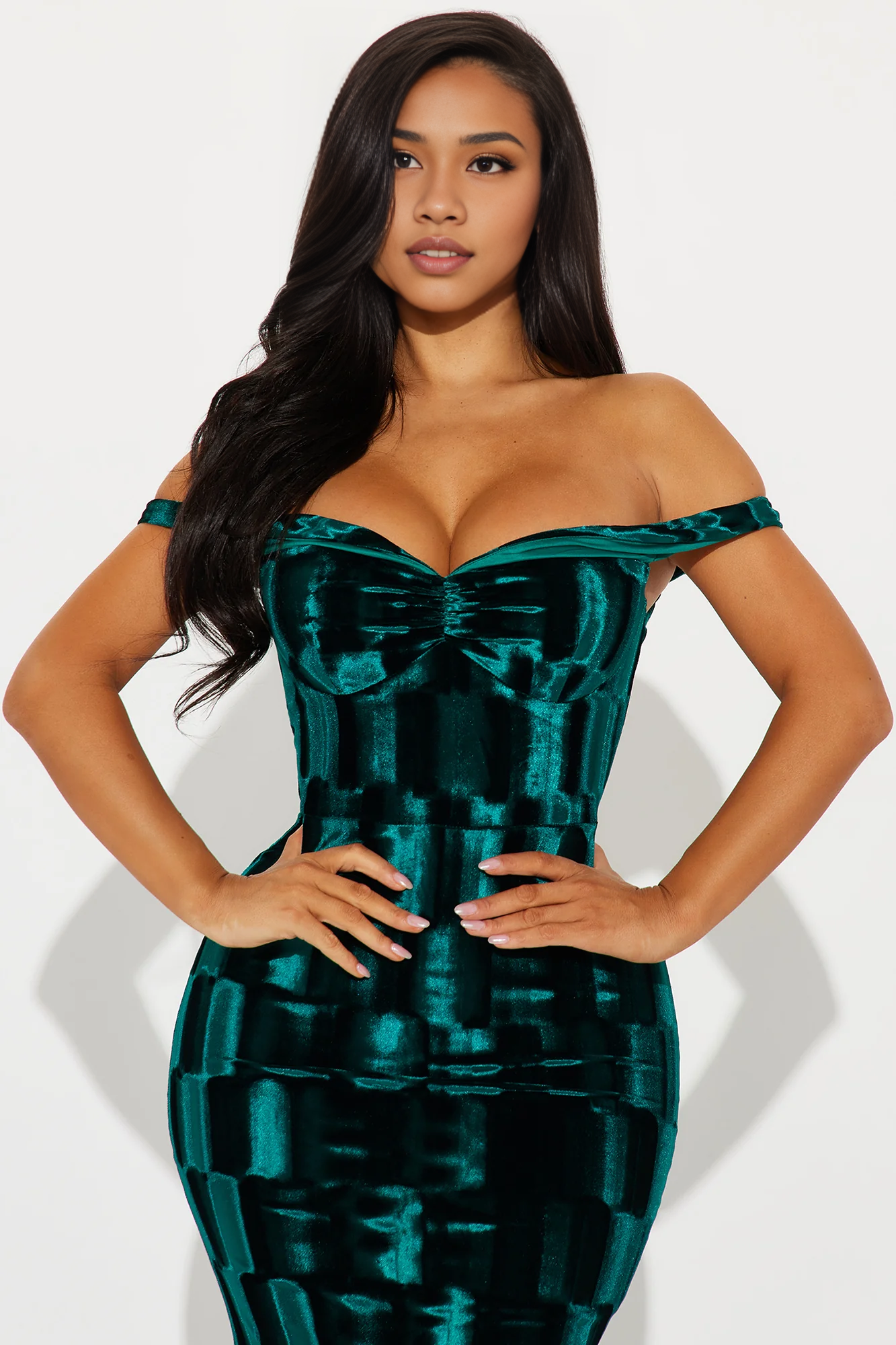 Weitese Dress Off Shoulder Velvet Maxi Dress Hunter Party Dress Sleeveless With Floor Length