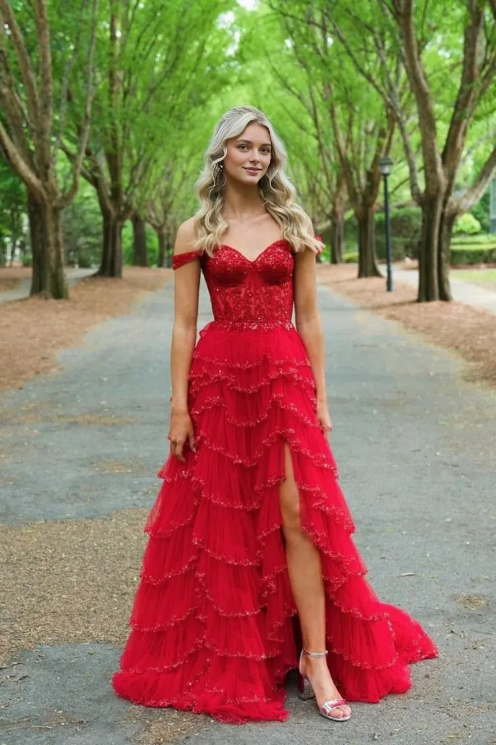 Robe Weitese à épaules dénudées, robe longue à paillettes rose clair, robe de bal 