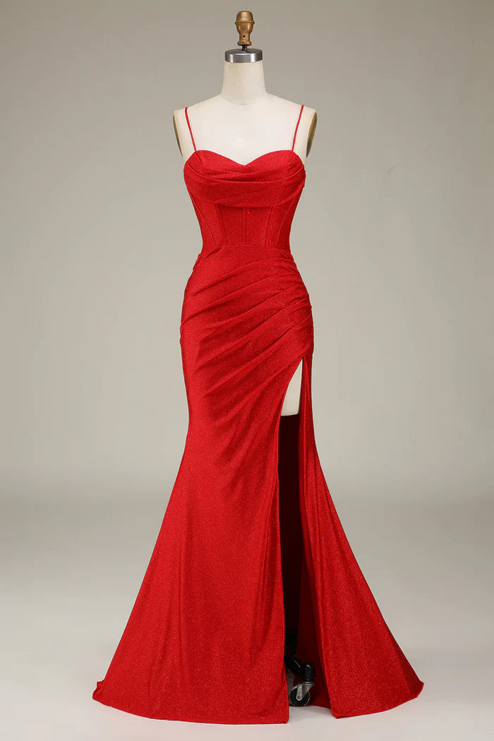 Weitese Dress Off the Shoulder Satin Spaghetti Straps Lilac Pleated Party Dress With Corset Prom Dress