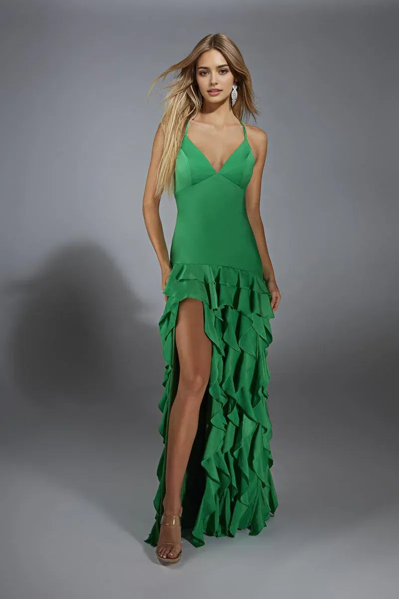 Vestido Weitese con hombros descubiertos, escote en V, vestido de noche sin mangas, cola larga y capas. 