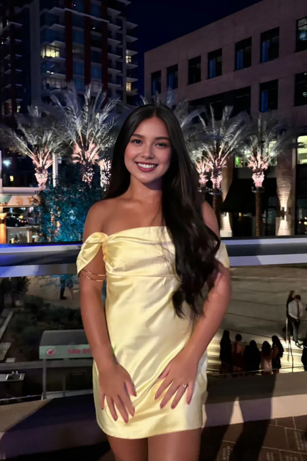 Weitese Dress  Off the Shoulder Watermelon Satin Short Dress Homecoming Dress