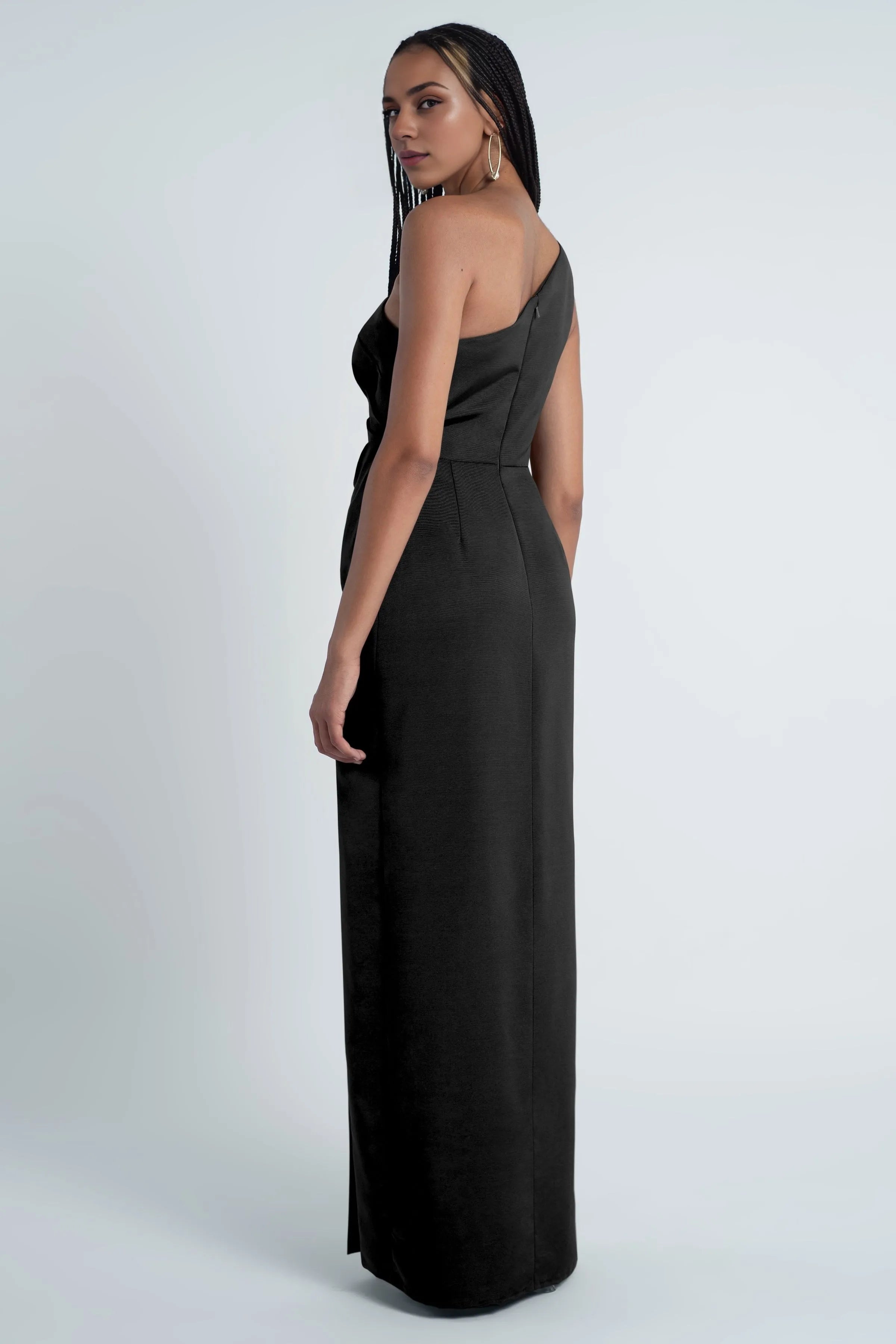 Weitese Dress One Shoulder Asymmetrical Pleating Evening Dress Bridesmaid Dress Floor-Length Sheath Slit Open Back Prom Dress