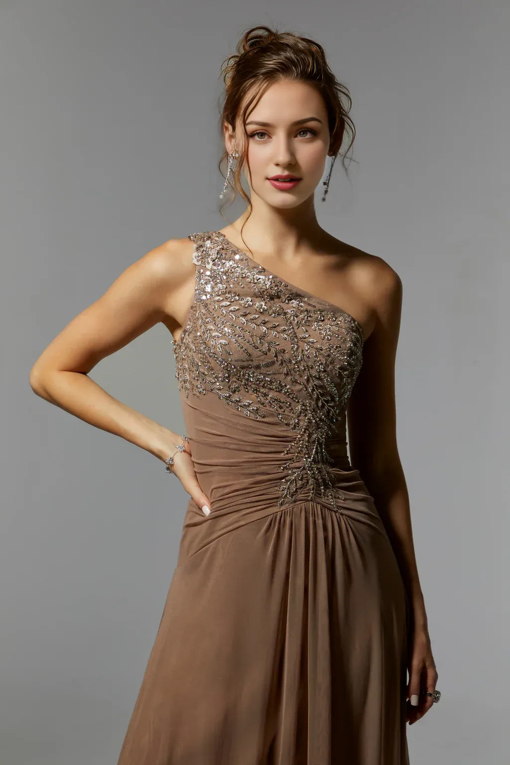 Vestido Weitese con un hombro plisado, largo, formal, elegante, sin mangas, largo hasta el suelo, sin espalda, vestido de noche 