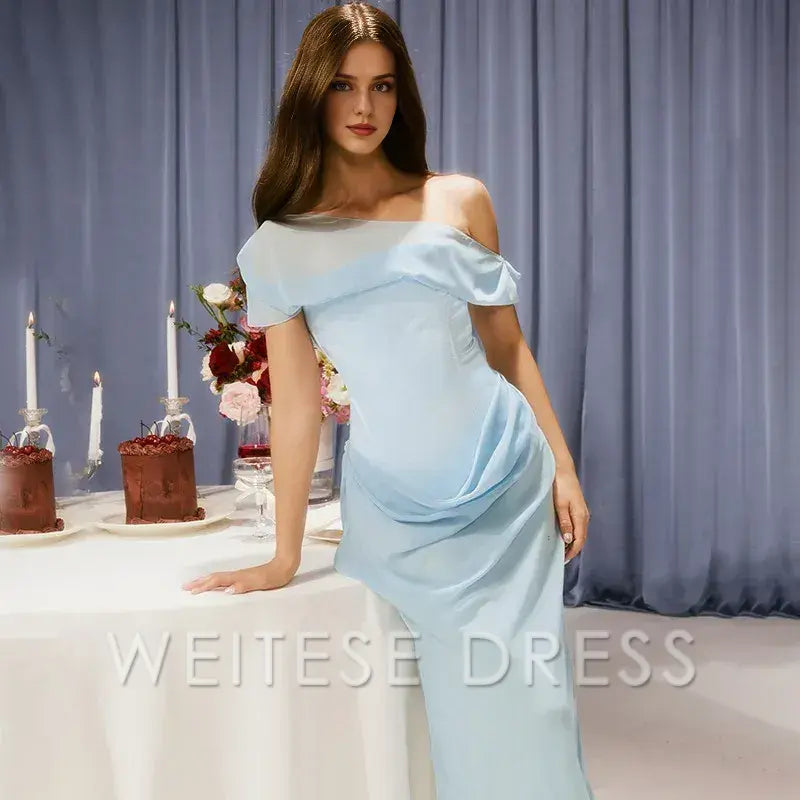 Weitese Dress Patchwork Sexy Diagonal Collar Women Maxi Dress Backless High Wasit Dress Spring New Elegant Party Evening Prom Dress