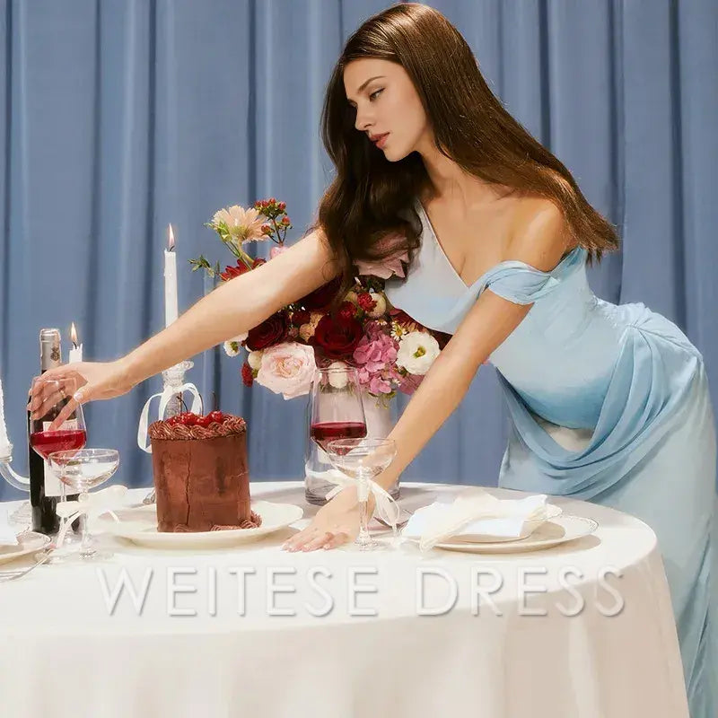 Weitese Dress Patchwork Sexy Diagonal Collar Women Maxi Dress Backless High Wasit Dress Spring New Elegant Party Evening Prom Dress