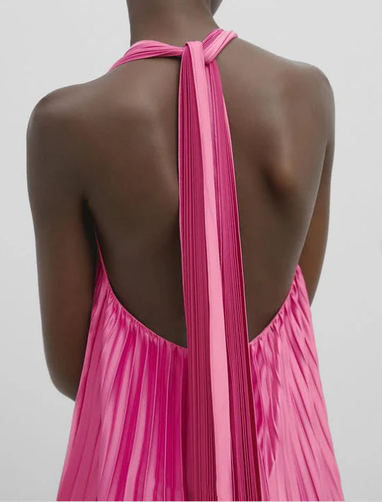 Weitese Dress Pink V-neck Elegant Long Satin Evening Dress Party Dress Wedding Guest Dress Prom Dress