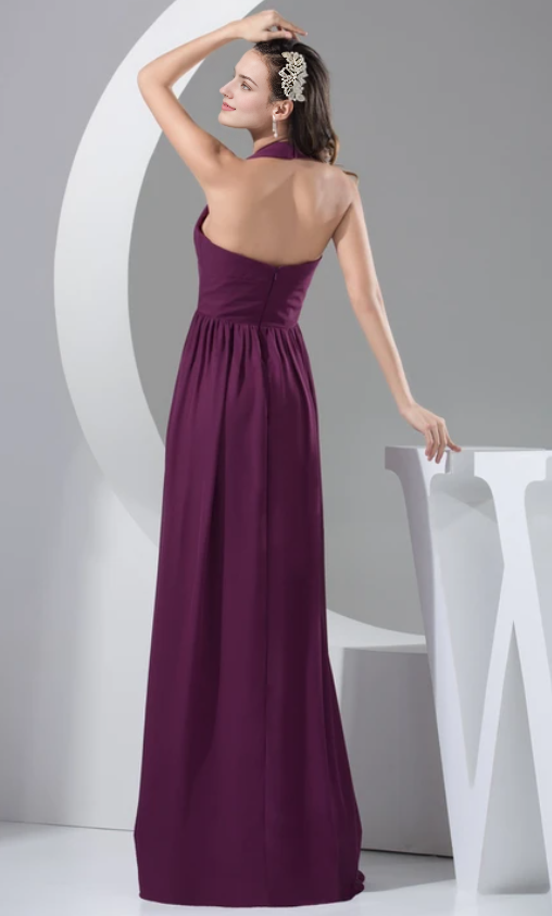 Weitese Dress Plunged Chiffon Sheath Backless Dress With Pleats Prom Dress Formal Wear Dresses