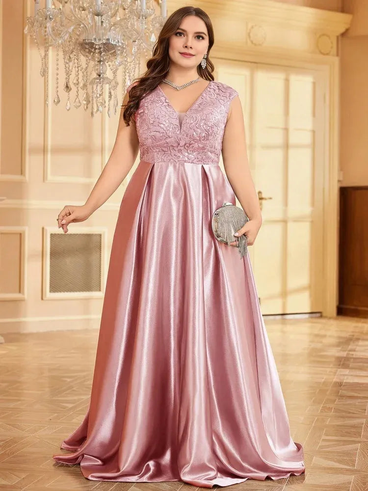 Robe Weitese grande taille, luxueuse robe de soirée en satin doré à col en V, robe de soirée pour femme, robe de cocktail, robe de soirée pour mère de la mariée 