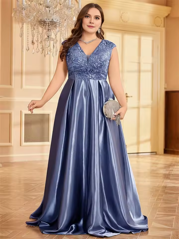 Robe Weitese grande taille, luxueuse robe de soirée en satin doré à col en V, robe de soirée pour femme, robe de cocktail, robe de soirée pour mère de la mariée 
