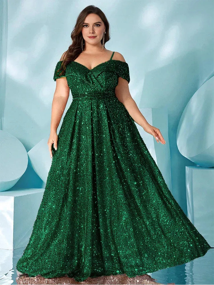 Robe Weitese grande taille, épaules dénudées, multicolore, brillante, longueur au sol, robe de soirée de mariage, grande taille, robe de bal luxueuse et brillante 