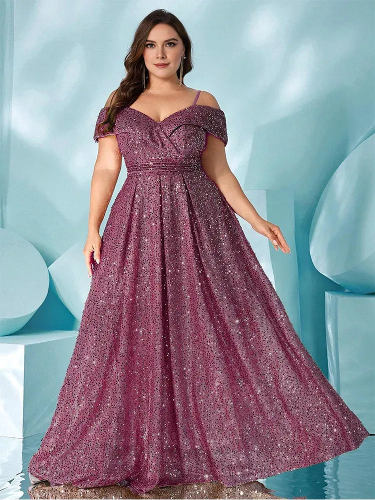 Robe Weitese grande taille, épaules dénudées, multicolore, brillante, longueur au sol, robe de soirée de mariage, grande taille, robe de bal luxueuse et brillante 