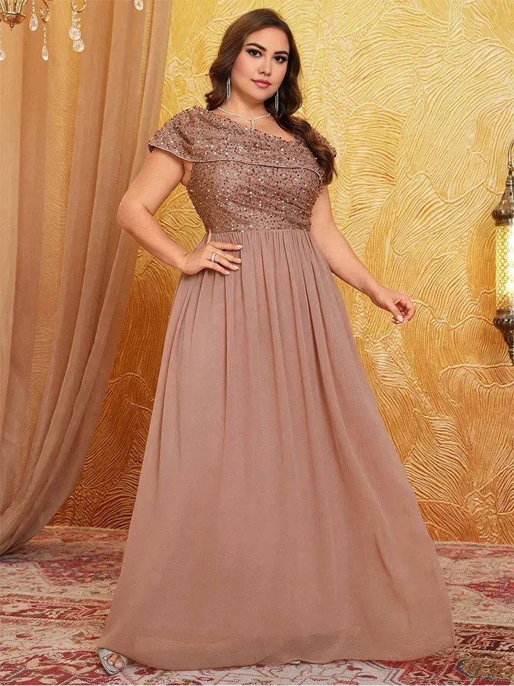 Weitese Dress Plus Size Shiny Sleeveless Evening Chiffon Floor Floor Bridesmaid Dress Luxury Banquet Floor Floor Prom Mom Dress
