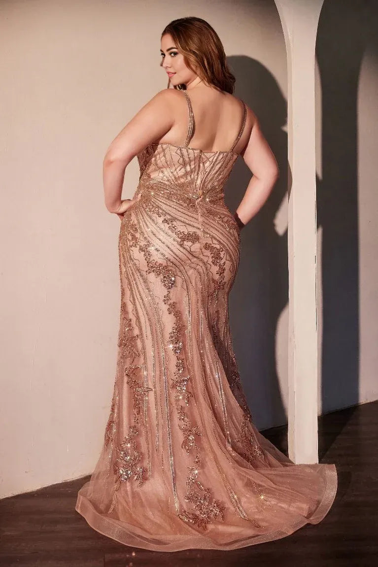 Weitese Dress Plus Size Black Mesh Gown Spaghetti Straps Plunging V Neck Sequin Embroidered Lace And A Mermaid Silhouette Prom Dress