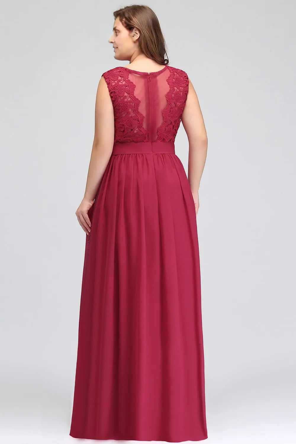 Weitese Dress Pretty New Style Evening Dress Lace A Line Prom Dress Chiffon Back Illusion Bridsmaid Dress Pleat Mother of the Bride Dress