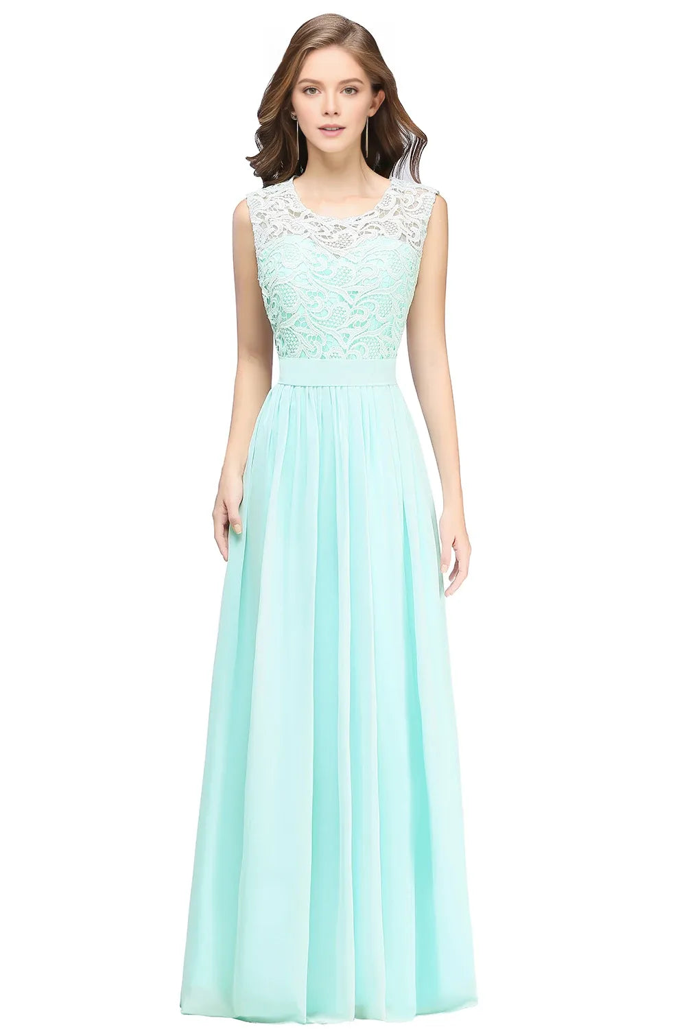 Weitese Dress Pretty New Style Evening Dress Lace A Line Prom Dress Chiffon Back Illusion Bridsmaid Dress Pleat Mother of the Bride Dress