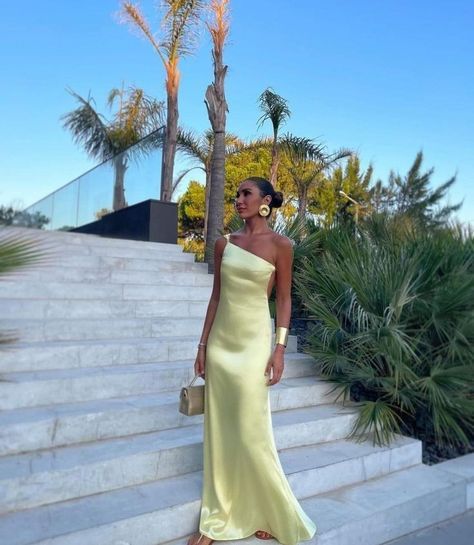 Weitese Dress Pretty Sheath One Shoulder Long Yellow Prom Dress Evening Dress Formal Dress