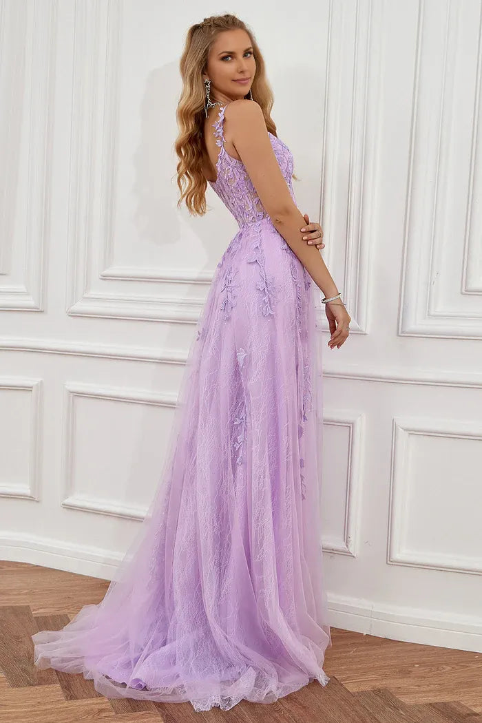 Weitese Dress Purple Off the Shoulder Long Party Dress With Appliques Prom Dress