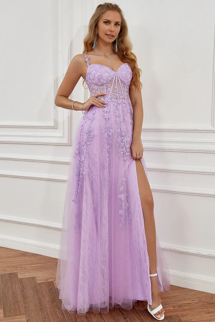 Weitese Dress Purple Off the Shoulder Long Party Dress With Appliques Prom Dress
