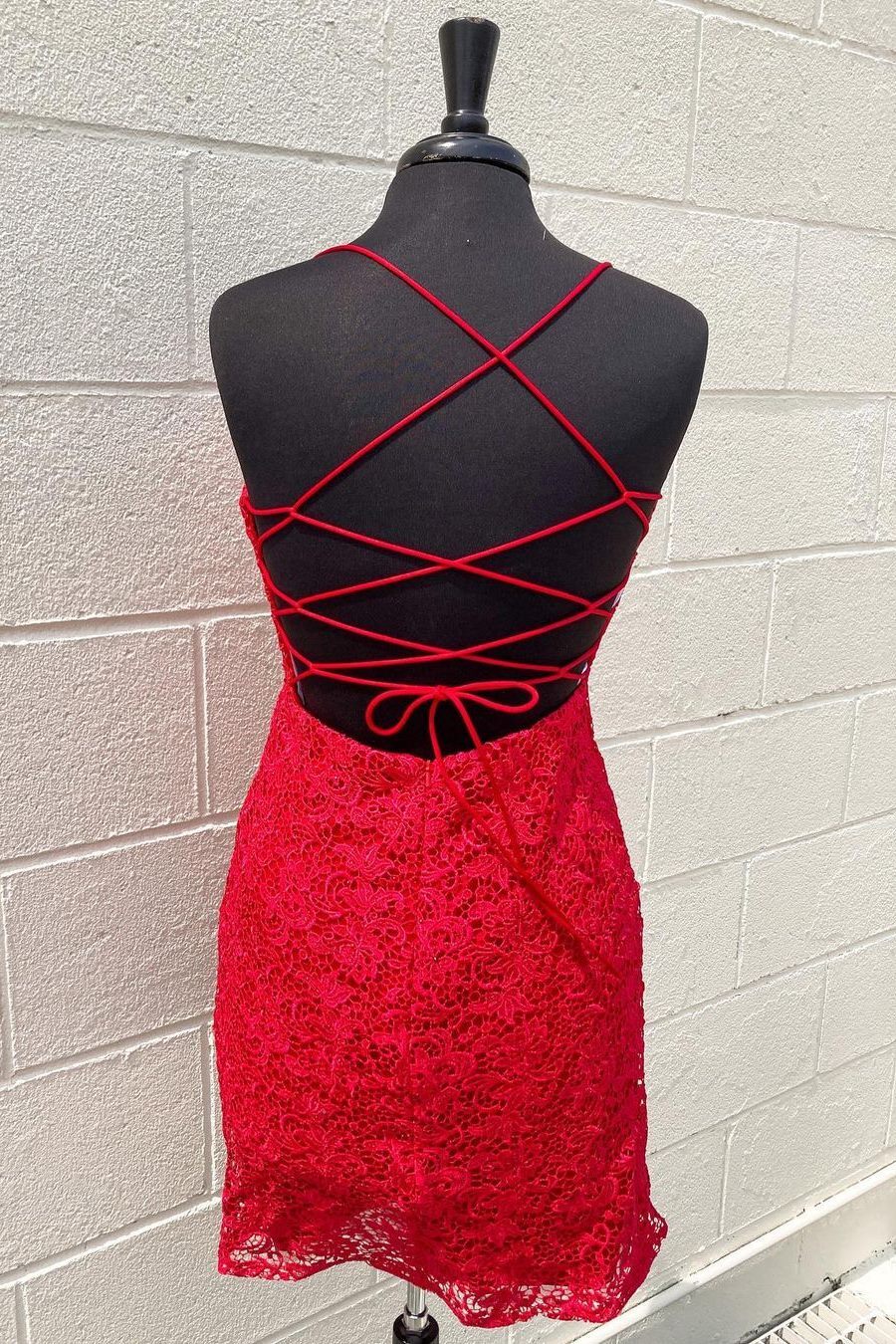 Weitese Dress Red Lace Bodycon Party Dress With Spaghetti Straps Homecoming Dress