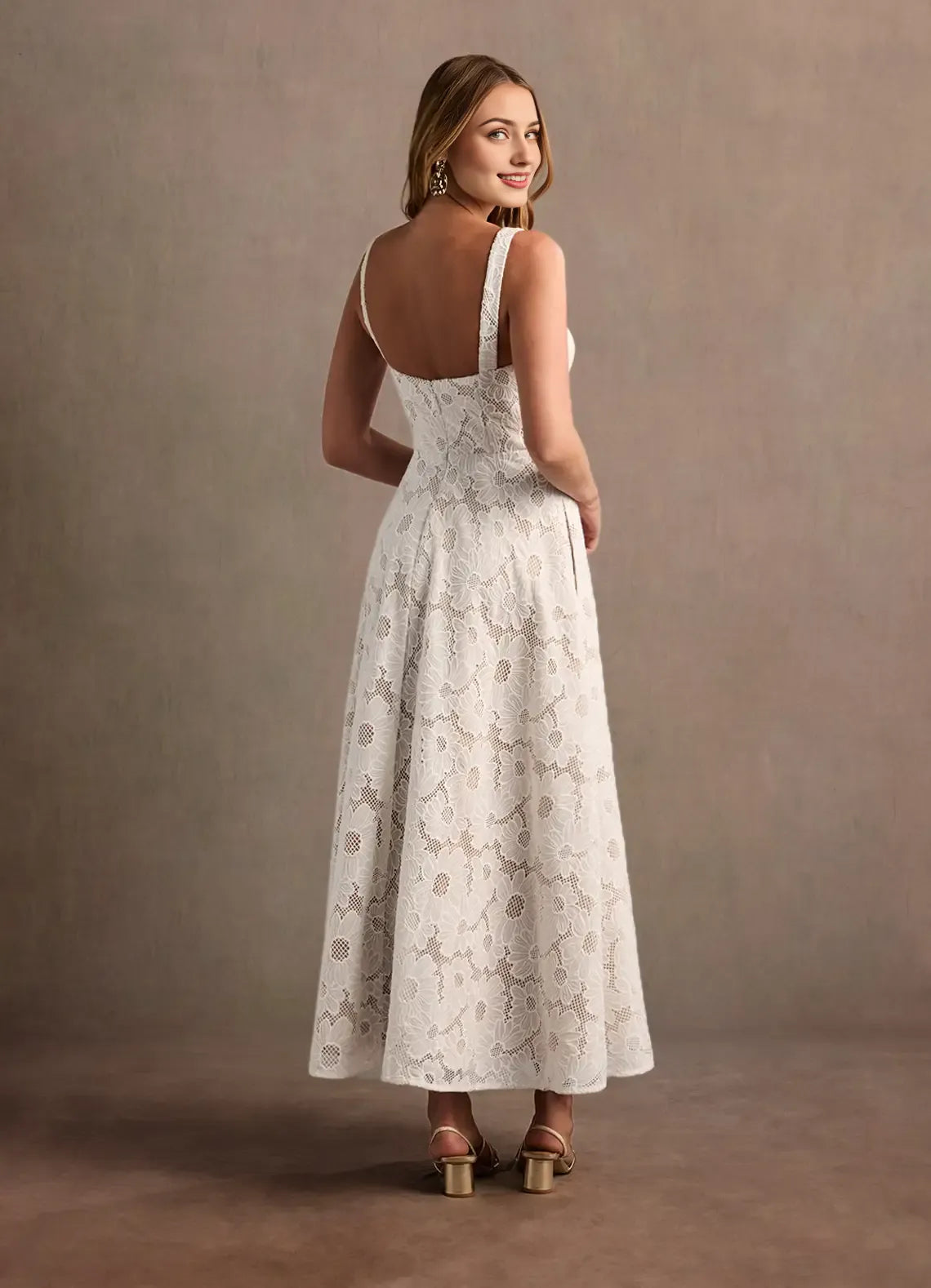 Robe Weitese à bretelles régulières, élégante robe longue en cœur, robe de bal, robe de soirée moderne en dentelle, robe trapèze blanche 