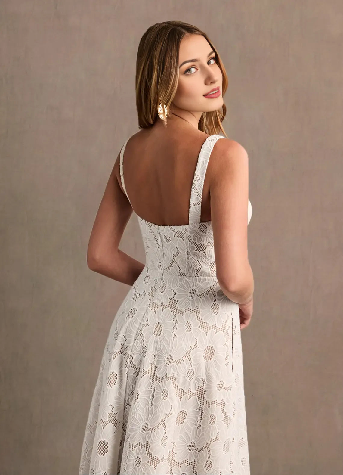 Robe Weitese à bretelles régulières, élégante robe longue en cœur, robe de bal, robe de soirée moderne en dentelle, robe trapèze blanche 