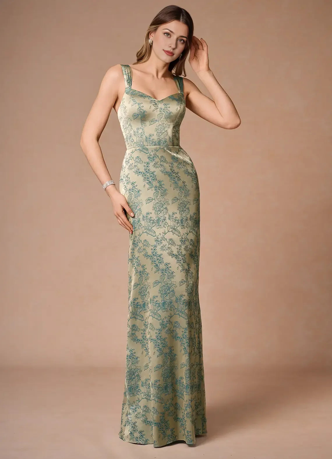 Robe Weitese à bretelles régulières, sans manches, robe de soirée romantique à imprimé floral, longueur au sol, robe de bal en cœur 