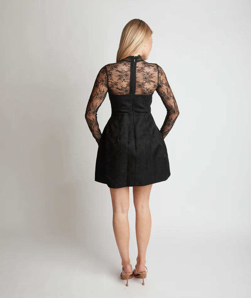 Weitese Dress Romantic Lace Long Sleeve Detail Mini Dress White A-Line High Neck Short Homecoming Dress