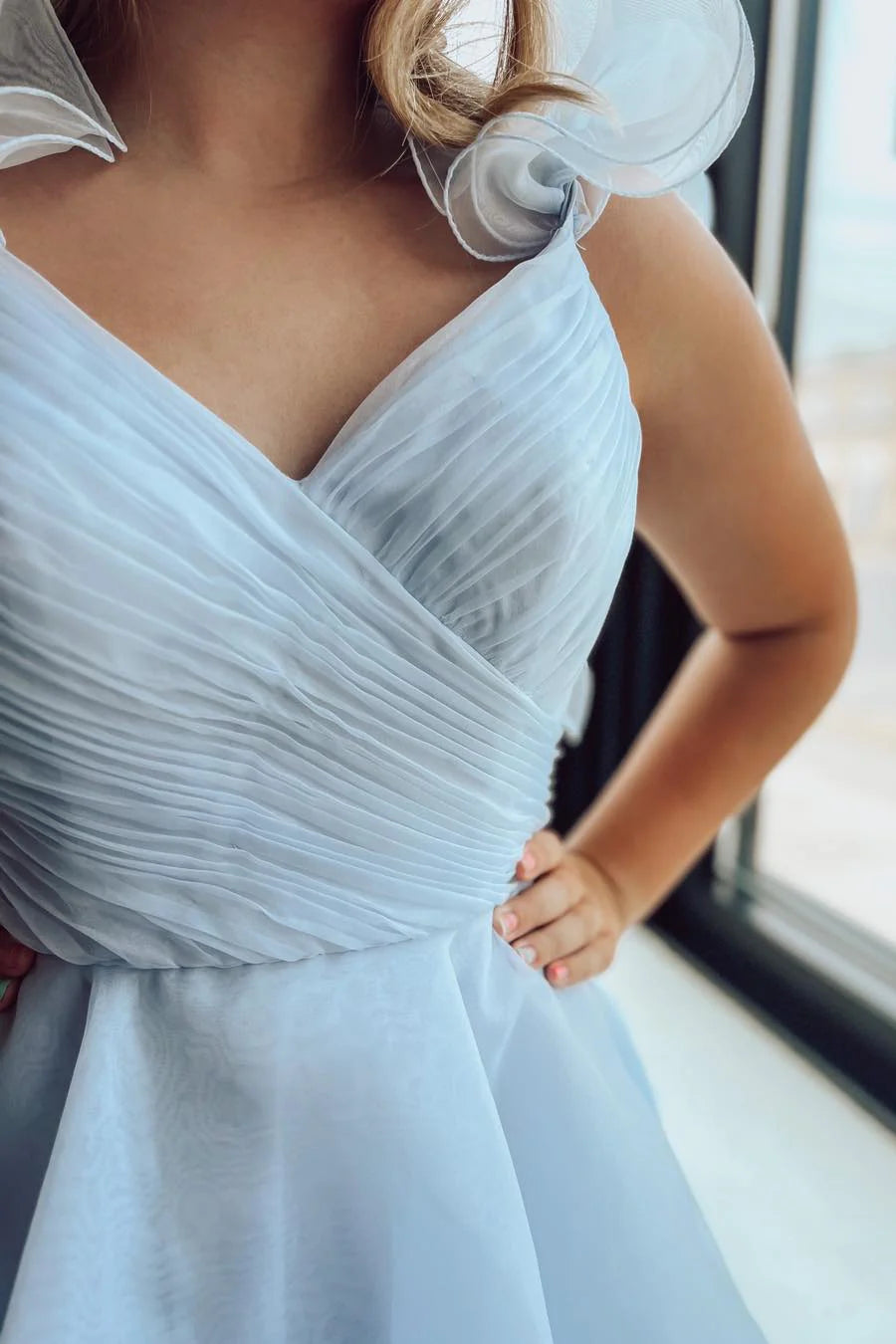 Weitese Dress Ruffles Straps Pink Pleated A-line Short Party Dress Sleeveless Homecoming Dress
