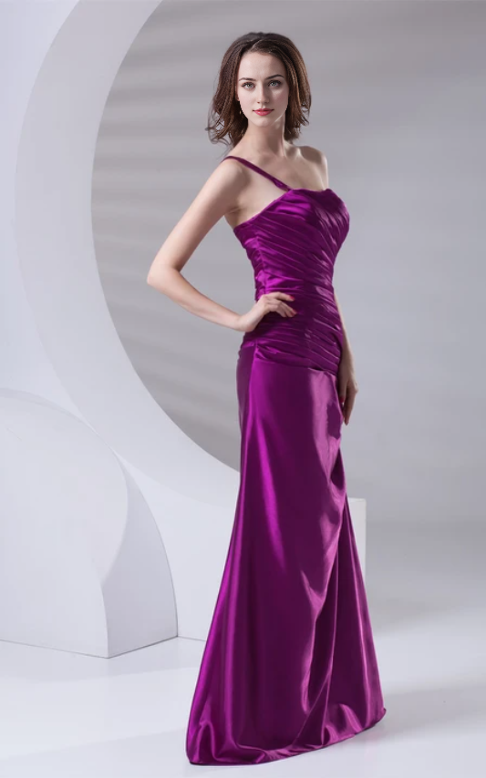 Robe Weitese en satin trapèze, longueur au sol, froncée, avec une seule bretelle, tenue de soirée 