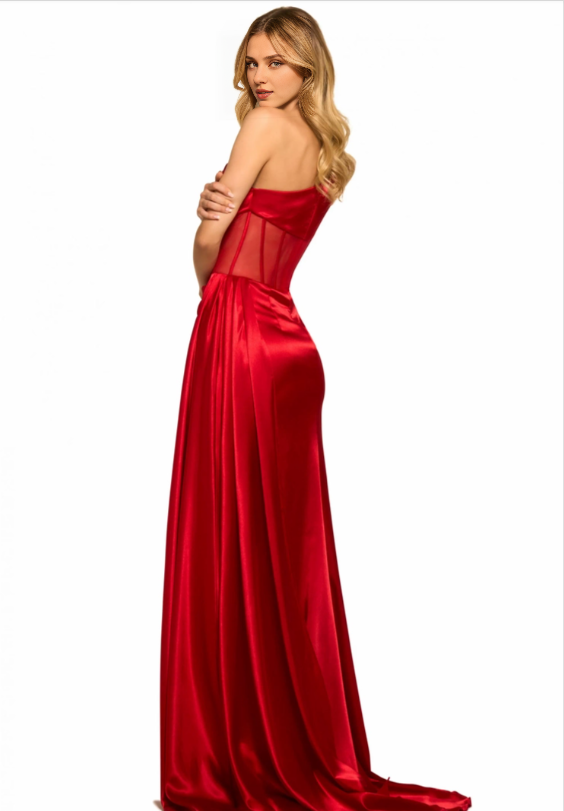 Robe de soirée longue en satin Weitese pour femme, style sirène, asymétrique, avec traîne et col bateau 