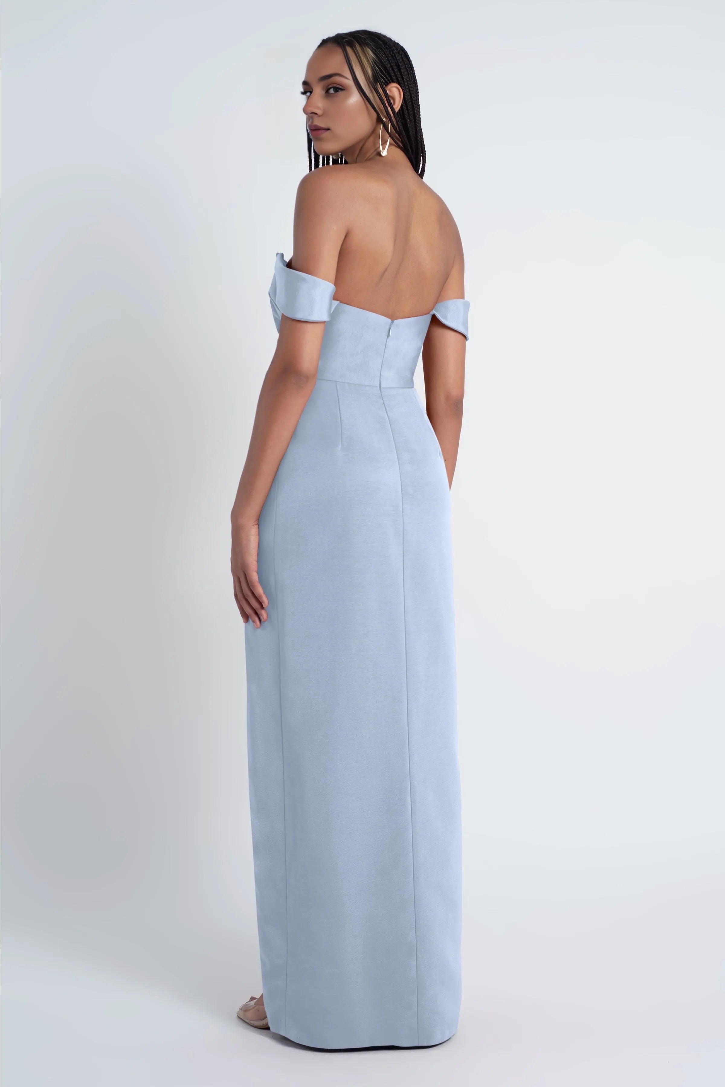 Weitese Dress Scoop Neck Off The Shoulder Sleeves Evening Dress Bridesmaid Dress Floor-Length Slim Slit Open Back Prom Dress